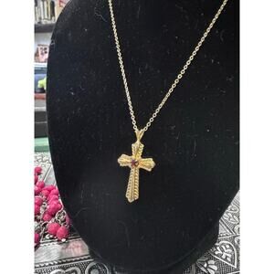 Vintage Avon Gold-Tone Cross Necklace